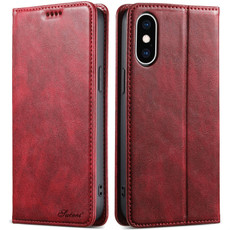 For iPhone XS Max Suteni J02 Oil Wax Wallet Leather Phone Case(Red)