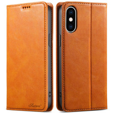 For iPhone XS Max Suteni J02 Oil Wax Wallet Leather Phone Case(Khaki)