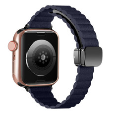 For Apple Watch Series 6 44mm Water Ripple Magnetic Folding Buckle Watch Band, Style: Thin Version(Indigo Blue) For Apple Watch Series 6 44mm Water Ripple Magnetic Folding Buckle Watch Band, Style: Thin Version(Indigo Blue)
