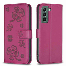 For Samsung Galaxy S22 5G Four-leaf Embossed Leather Phone Case(Rose Red) For Samsung Galaxy S22 5G Four-leaf Embossed Leather Phone Case(Rose Red)