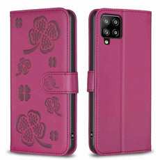 For Samsung Galaxy A42 5G Four-leaf Embossed Leather Phone Case(Rose Red) For Samsung Galaxy A42 5G Four-leaf Embossed Leather Phone Case(Rose Red)