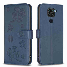 For Xiaomi Redmi Note 9 Four-leaf Embossed Leather Phone Case(Blue) For Xiaomi Redmi Note 9 Four-leaf Embossed Leather Phone Case(Blue)