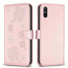 For Xiaomi Redmi 9A Four-leaf Embossed Leather Phone Case(Pink) For Xiaomi Redmi 9A Four-leaf Embossed Leather Phone Case(Pink)