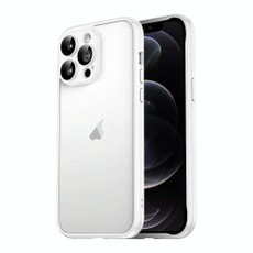 For iPhone 12 Pro Macaron PC Phone Pure Border Frame with Lens Glass Film(White)