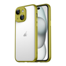 For iPhone 15 Macaron PC Phone Pure Border Frame with Lens Glass Film(Green)