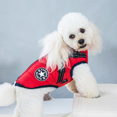 Dog Clothing Chest Back All-in-one Winter Coat Thickened Cotton Vest, Size: S(Red)