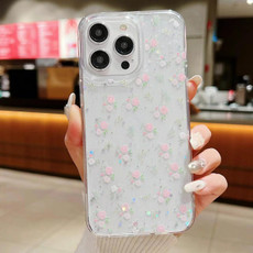 For  iPhone 13 Spring Garden Epoxy TPU Phone Case(F05 Pink and White Flowers)