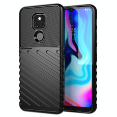 For Motorola Moto E7 Plus Thunderbolt Shockproof TPU Protective Soft Case(Black)