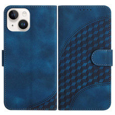 For iPhone 15 YX0060 Elephant Head Embossed Phone Leather Case with Lanyard(Royal Blue)