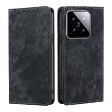 For Xiaomi 14 RFID Anti-theft Brush Magnetic Leather Phone Case(Black)