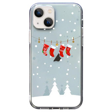 For iPhone 13 Christmas Colored Drawing Pattern High Transparent Soft TPU Phone Case(Christmas Stocking)