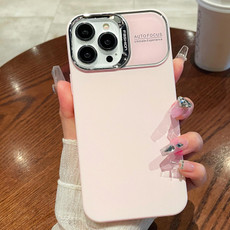 For iPhone 14 Pro Skin Fee PC Liquid Silicone Phone Case(Grey Pink)