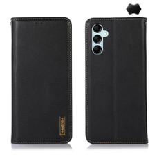 For Samsung Galaxy A35 5G KHAZNEH Nappa Top Layer Cowhide Leather Phone Case(Black)