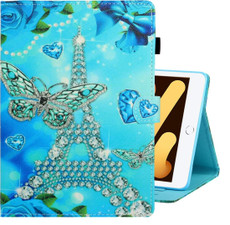 For iPad mini 5 / 4 / 3 / 2 / 1 Colored Drawing Horizontal Flip PU Leather Case with Holder & Card Slot & Sleep / Wake-up Function(Butterfly Tower)