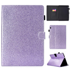 For Huawei MediaPad T3 10.0 Varnish Glitter Powder Horizontal Flip Leather Case with Holder & Card Slot(Purple)
