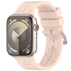 For Apple Watch Series 4 40mm H Texture Silicone Ladder Buckle Watch Band(Sand Pink)