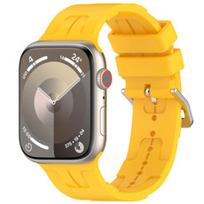 For Apple Watch Series 5 40mm H Texture Silicone Ladder Buckle Watch Band(Yellow) For Apple Watch Series 5 40mm H Texture Silicone Ladder Buckle Watch Band(Yellow)