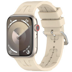 For Apple Watch Series 4 44mm H Texture Silicone Ladder Buckle Watch Band(Khaki) For Apple Watch Series 4 44mm H Texture Silicone Ladder Buckle Watch Band(Khaki)