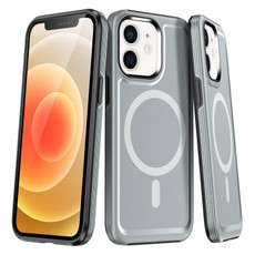 For iPhone 12 Shield Armor MagSafe TPU Hybrid PC Phone Case(Silver)