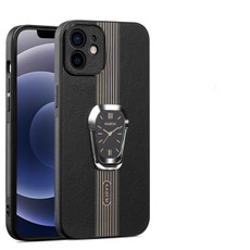 For iPhone 14 Plus Magnetic Litchi Leather Back Phone Case with Holder(Black)
