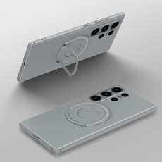 For Samsung Galaxy S24 Ultra 5G Matte Magsafe Magnetic Phone Case with Trolley Holder(Grey)