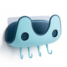 3 PCS Exhaust Hole Two-Color Pot Cover With Hook Multi-Function Storage Shelf(Blue)