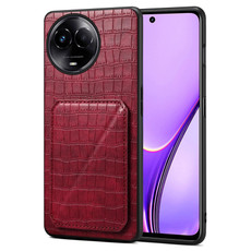 For Realme 11 Global 5G / 11X / Narzo 60X Denior Imitation Crocodile Leather Back Phone Case with Holder(Rose Red) For Realme 11 Global 5G / 11X / Narzo 60X Denior Imitation Crocodile Leather Back Phone Case with Holder(Rose Red)