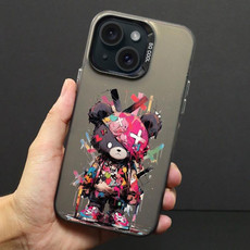 For iPhone 13 Color Ink Frosted PC+TPU Phone Case(Black Bear)