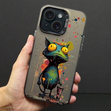 For iPhone 13 Color Ink Frosted PC+TPU Phone Case(Frog)