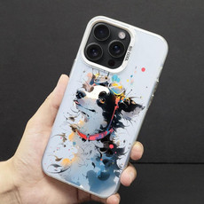 For iPhone 12 Pro Max Color Ink Frosted PC+TPU Phone Case(Glasses Dog)