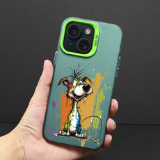 For iPhone 14 Color Ink Frosted PC+TPU Phone Case(Silly Dog)