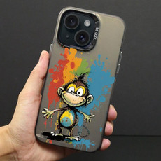 For iPhone 14 Color Ink Frosted PC+TPU Phone Case(Colored Ink Monkey)