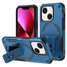 For iPhone 13 MagSafe Holder Armor PC Hybrid TPU Phone Case(Dark Blue)