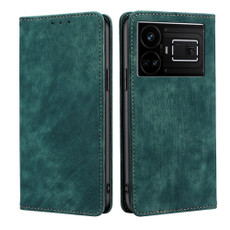 For Realme GT5 / GT5 240W RFID Anti-theft Brush Magnetic Leather Phone Case(Green) For Realme GT5 / GT5 240W RFID Anti-theft Brush Magnetic Leather Phone Case(Green)