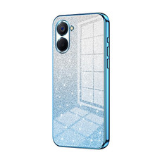 For Realme V20 Gradient Glitter Powder Electroplated Phone Case(Blue)