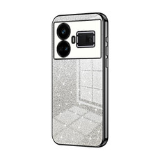 For Realme GT5 Gradient Glitter Powder Electroplated Phone Case(Black)
