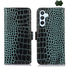For Samsung Galaxy A55 5G Crocodile Top Layer Cowhide Leather Phone Case(Green)