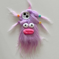 For iPhone 14 Tied Hairstyle Plush Monster TPU Phone Case(Purple)