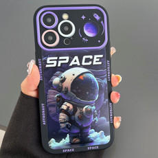 For iPhone 14 Pro Max Astronaut Pattern Large Window TPU Phone Case(Purple)