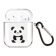 For AirPods 1 / 2 High Transparent TPU Colorful Painting Earphone Protective Case with Hook(Panda)