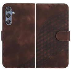 For Samsung Galaxy M34 YX0060 Elephant Head Embossed Phone Leather Case with Lanyard(Coffee)