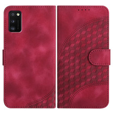 For Samsung Galaxy A41 YX0060 Elephant Head Embossed Phone Leather Case with Lanyard(Rose Red)