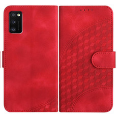 For Samsung Galaxy A41 YX0060 Elephant Head Embossed Phone Leather Case with Lanyard(Red)