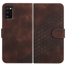 For Samsung Galaxy A41 YX0060 Elephant Head Embossed Phone Leather Case with Lanyard(Coffee)