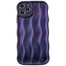 For iPhone 15 Pro Wave Texture Bright TPU Phone Case(Dark Purple)