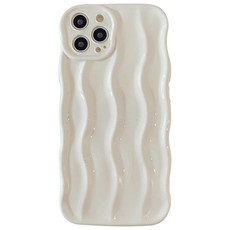 For iPhone 13 Pro Wave Texture Bright TPU Phone Case(Milky White)