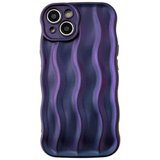 For iPhone 15 Wave Texture Bright TPU Phone Case(Dark Purple)