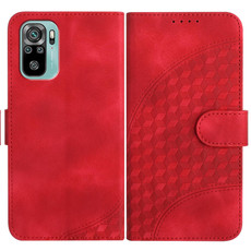 For Xiaomi Redmi Note 10 4G Global/Note 10S Global YX0060 Elephant Head Embossed Phone Leather Case with Lanyard(Red)