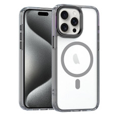 For iPhone 15 Pro MagSafe Magnetic Clear Phone Case(Black)