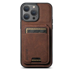 For iPhone 15 Suteni H02 Litchi Leather Card Wallet Stand Back Phone Case(Brown)